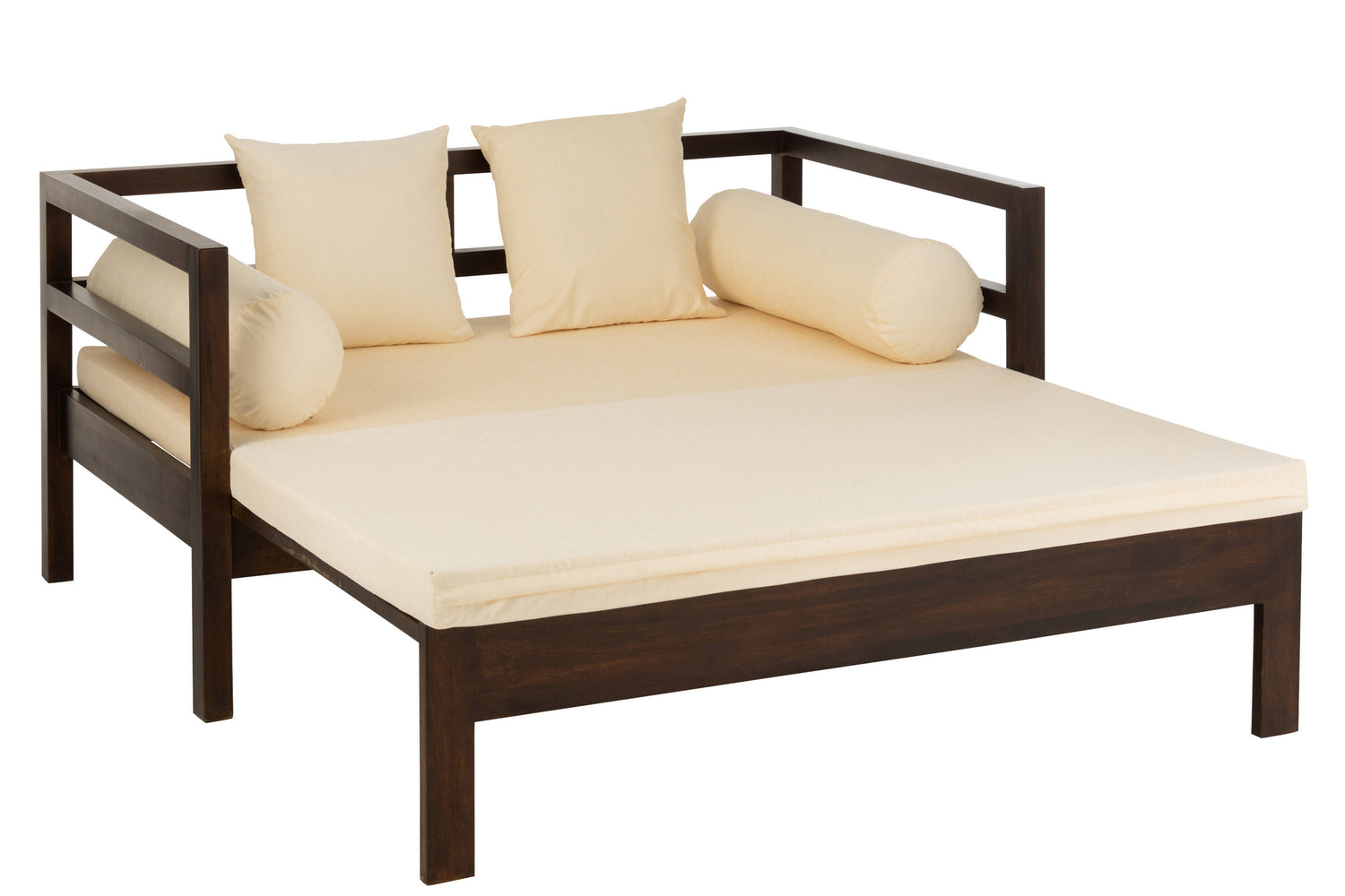 Bank/Bed Conie Matras+4 Kussens Mangohout Donkerbruin