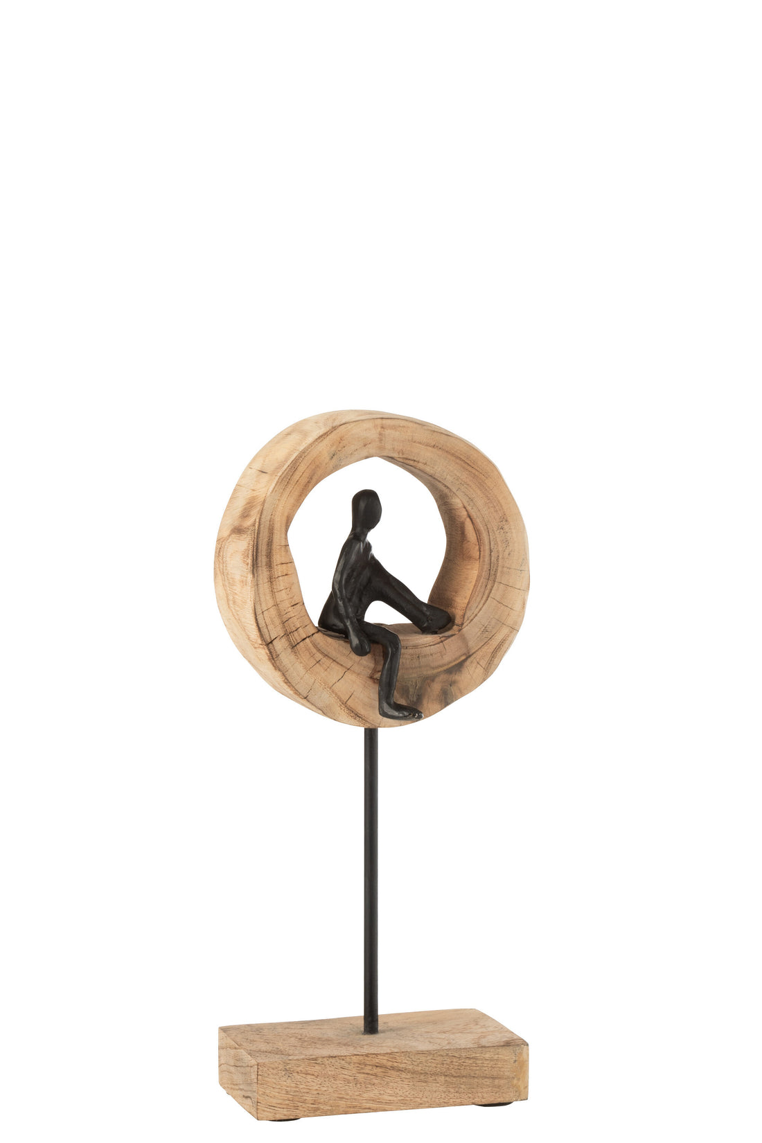 J-Line Figuur Denk Ring Laag Mango Hout/Aluminium Zwart