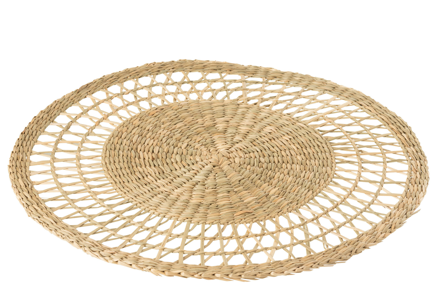 J-Line Rond Zeegras placemat - jute - naturel - 6x