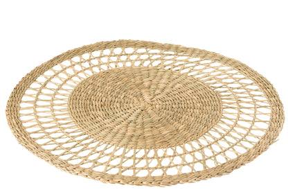 J-Line Rond Zeegras placemat - jute - naturel - 6x