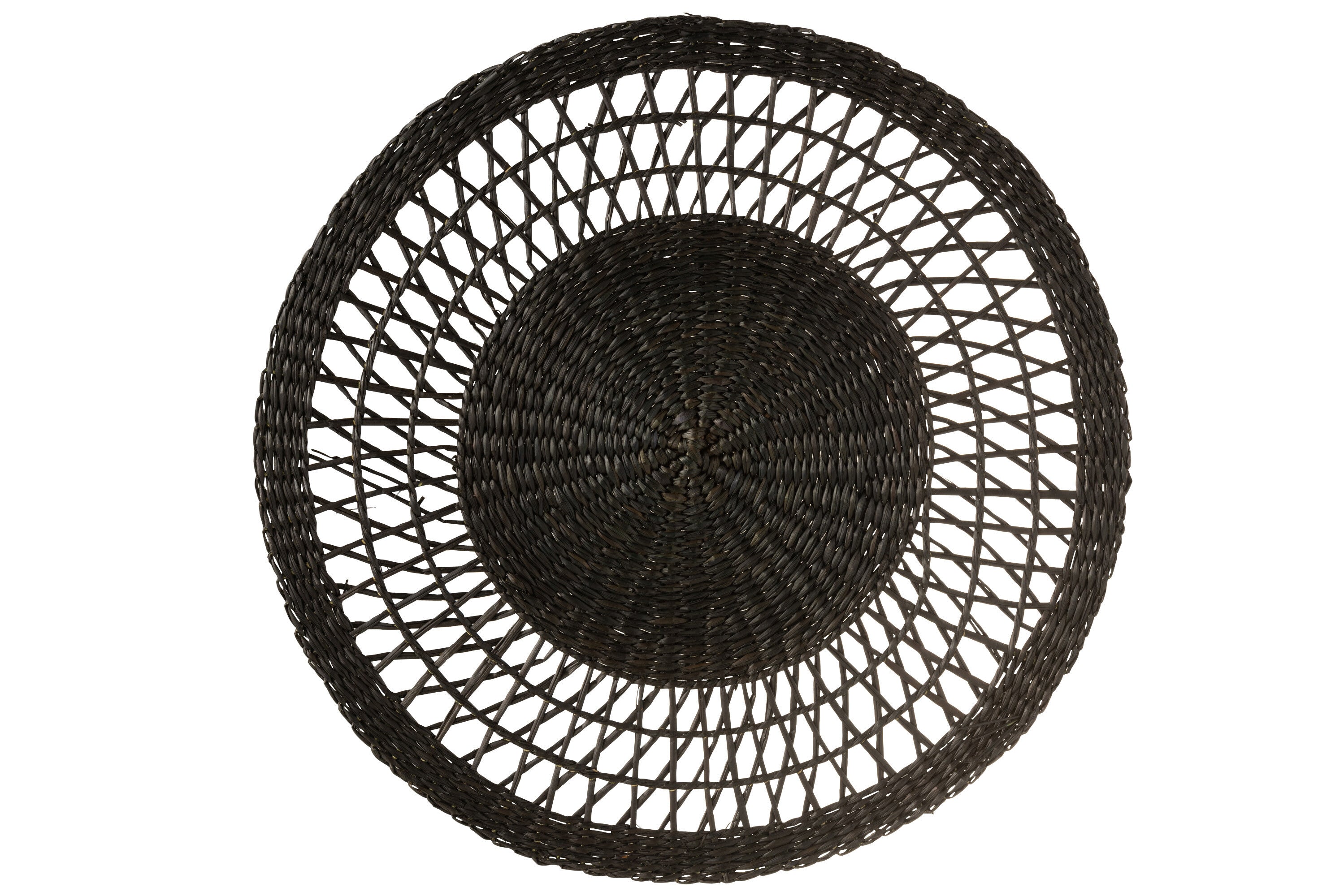 J-Line Rond Zeegras placemat - jute - zwart - 6x