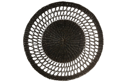 J-Line Rond Zeegras placemat - jute - zwart - 6x