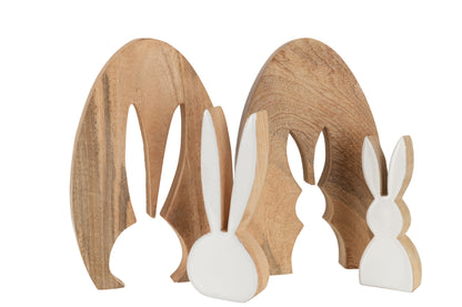 Konijnen Silhouet Puzzel Mangohout Natuur/Wit Groot Assortiment Van 2