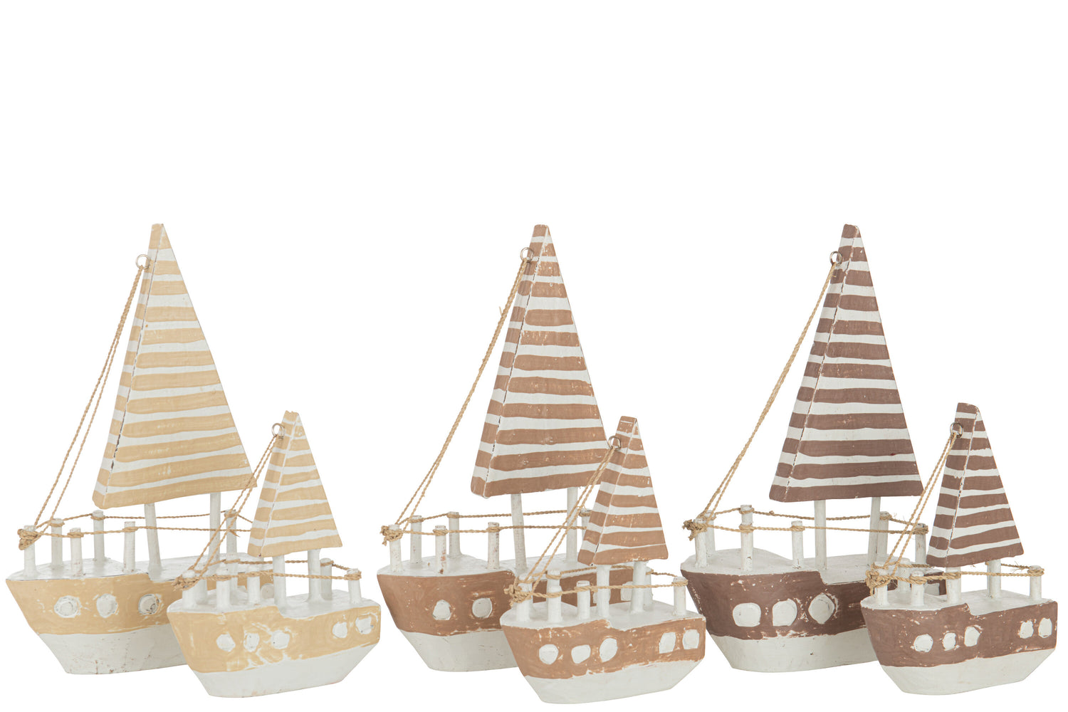 Bootdecoratie Albasia hout Bruin/Wit Groot Assortiment Van 3