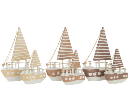 Bootdecoratie Albasia hout Bruin/Wit Groot Assortiment Van 3