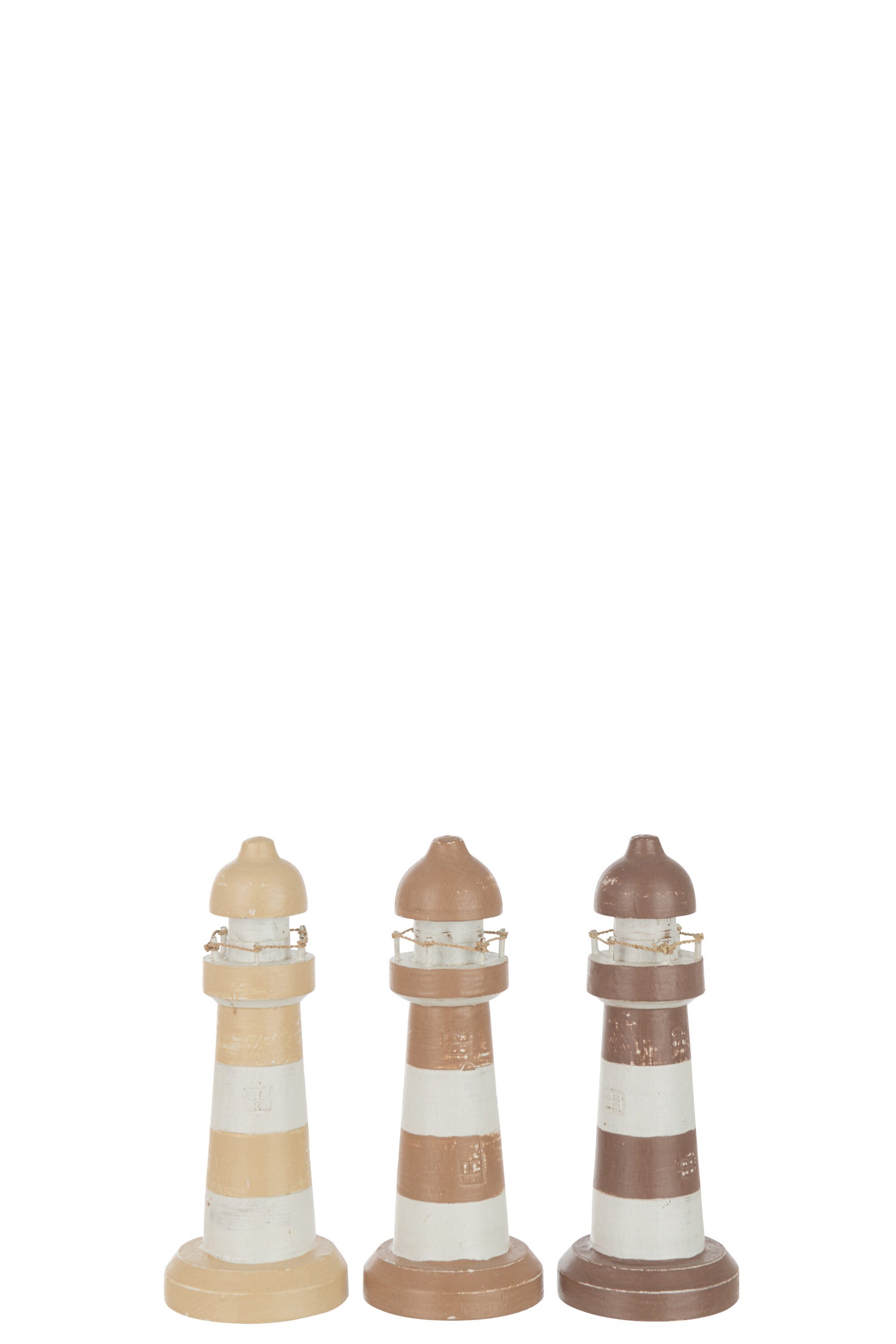 Vuurtoren Albasia Hout Bruin/Wit Medium Assortiment Van 3