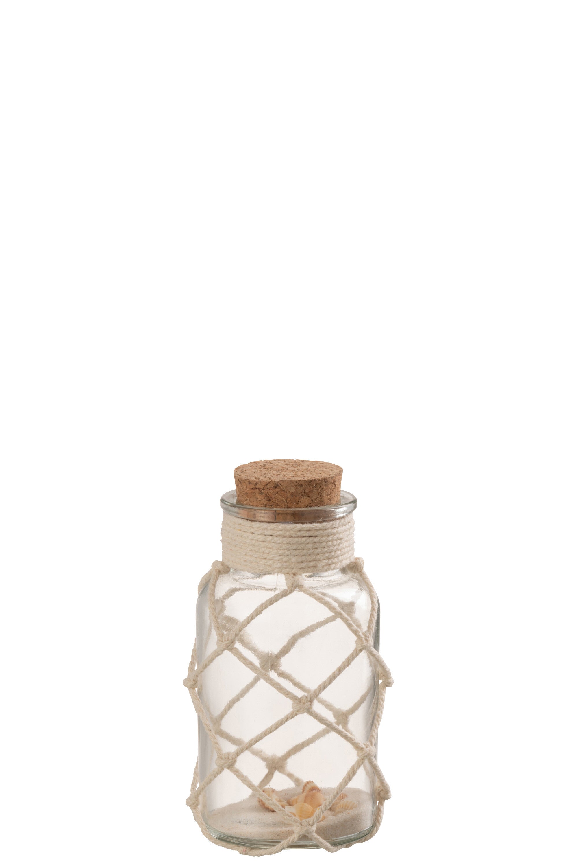 J-Line Decoratie Vaas Sand Schelpen Glas Transparent Small