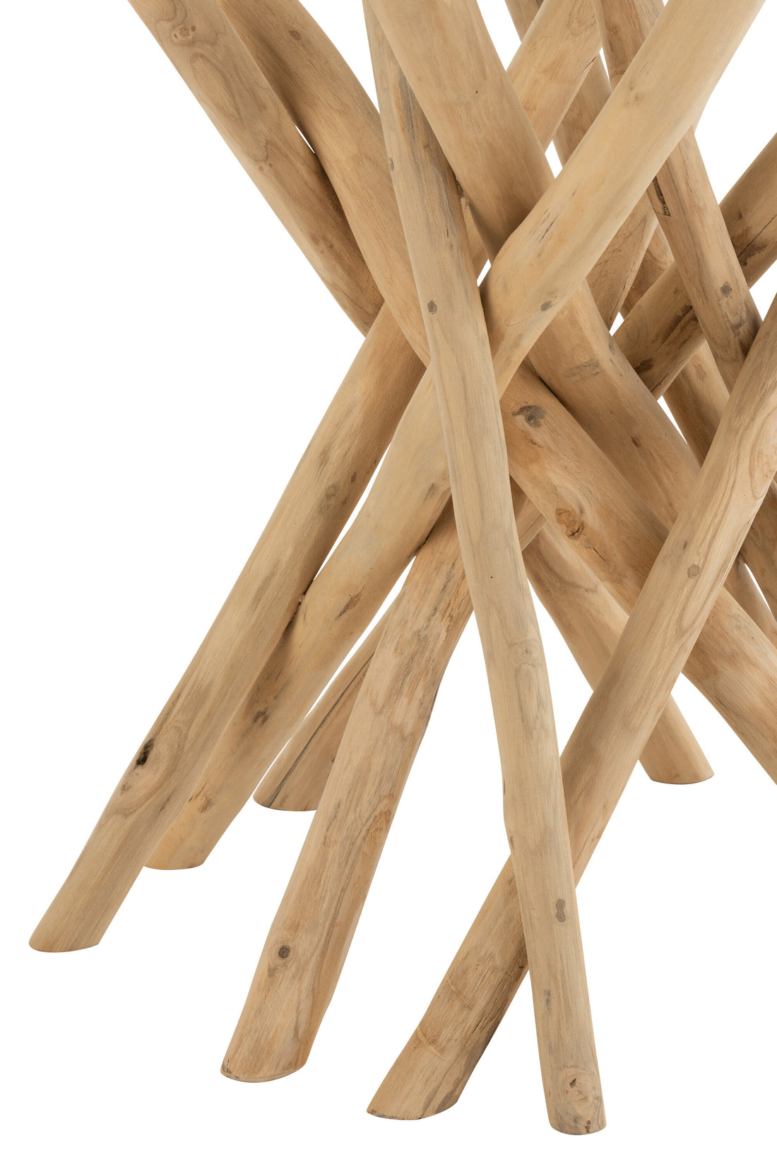 Eettafel Branches Rond Teakhout Natuurlijk/Glas
