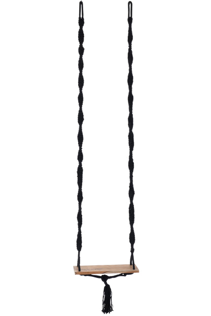 J-Line Schommel Katoen/Alabasia Hout Zwart