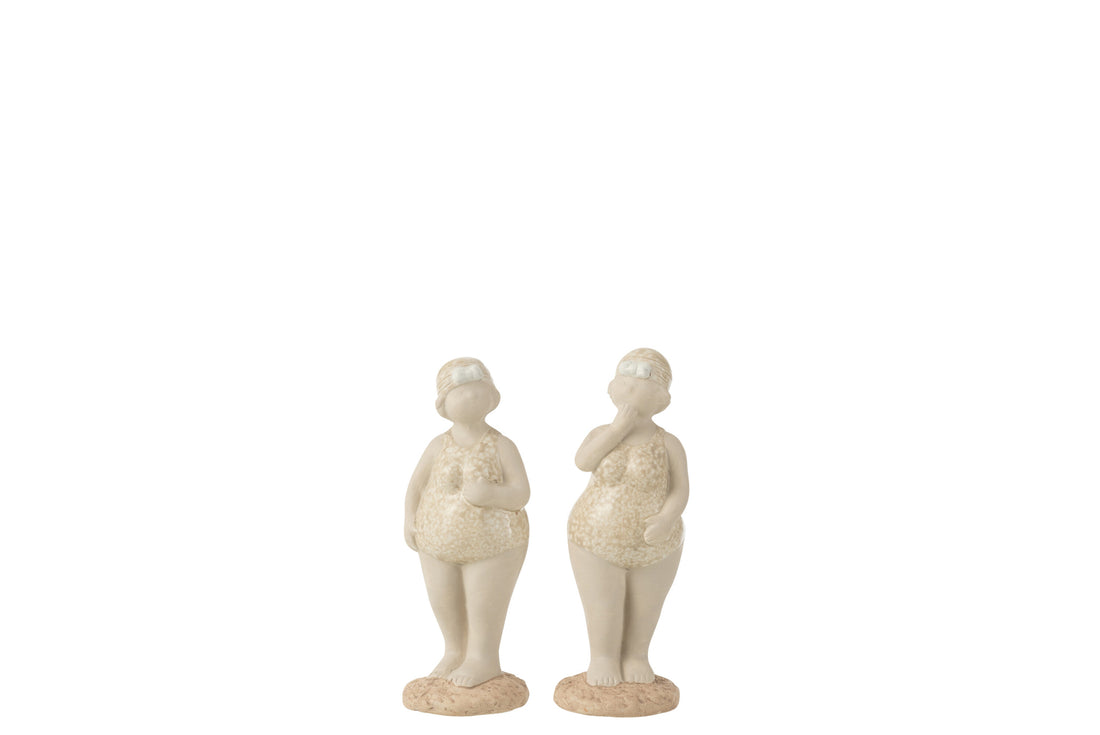 Damesbadpak staand keramiek beige klein assortiment van 2