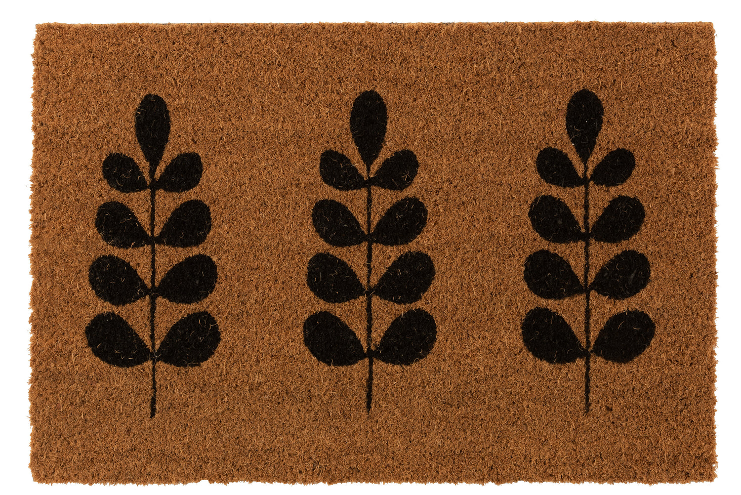 J-Line Blad deurmat - kokosvezel - naturel/ zwart