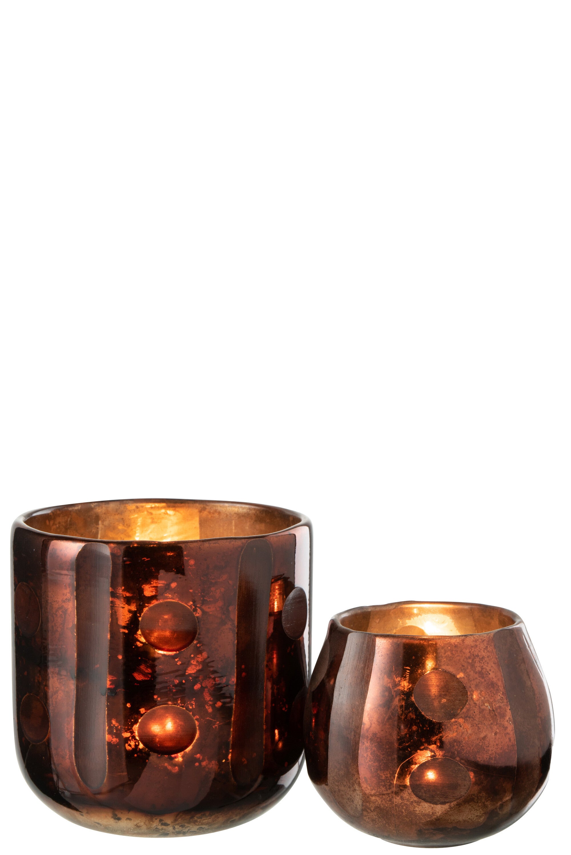 J-Line Theelichthouder Coconut Cylinder Glas Bruin