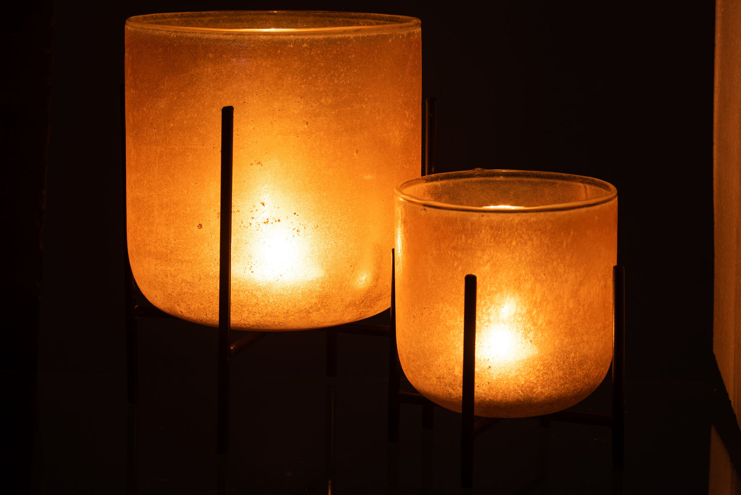 Orkaan Astor Te Voet Glas/Metaal Amber Groot