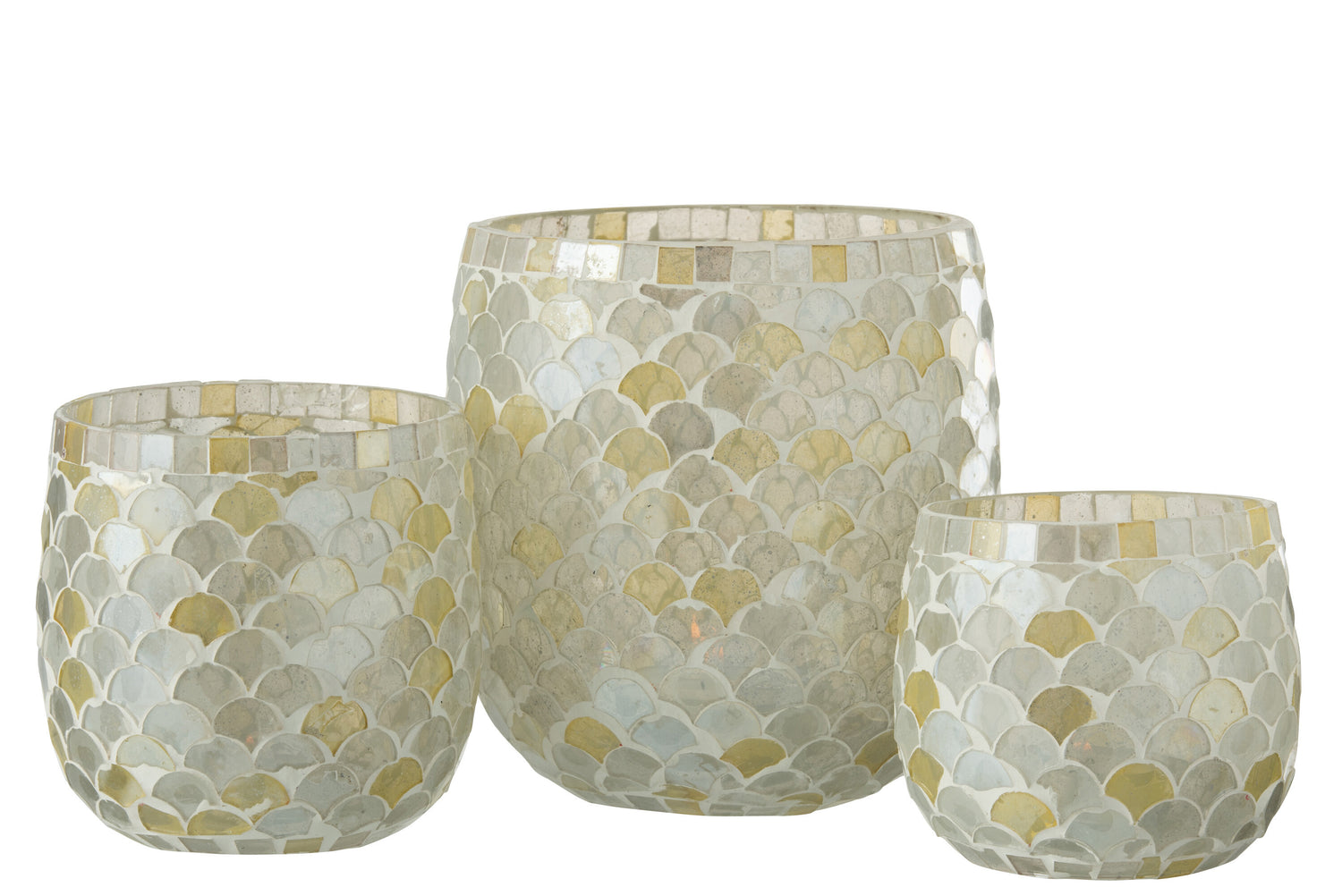 Orkaan Mozaïekglas Wit/Lichtgeel Groot