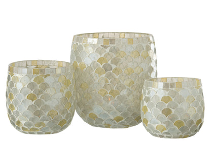 Orkaan Mozaïekglas Wit/Lichtgeel Groot