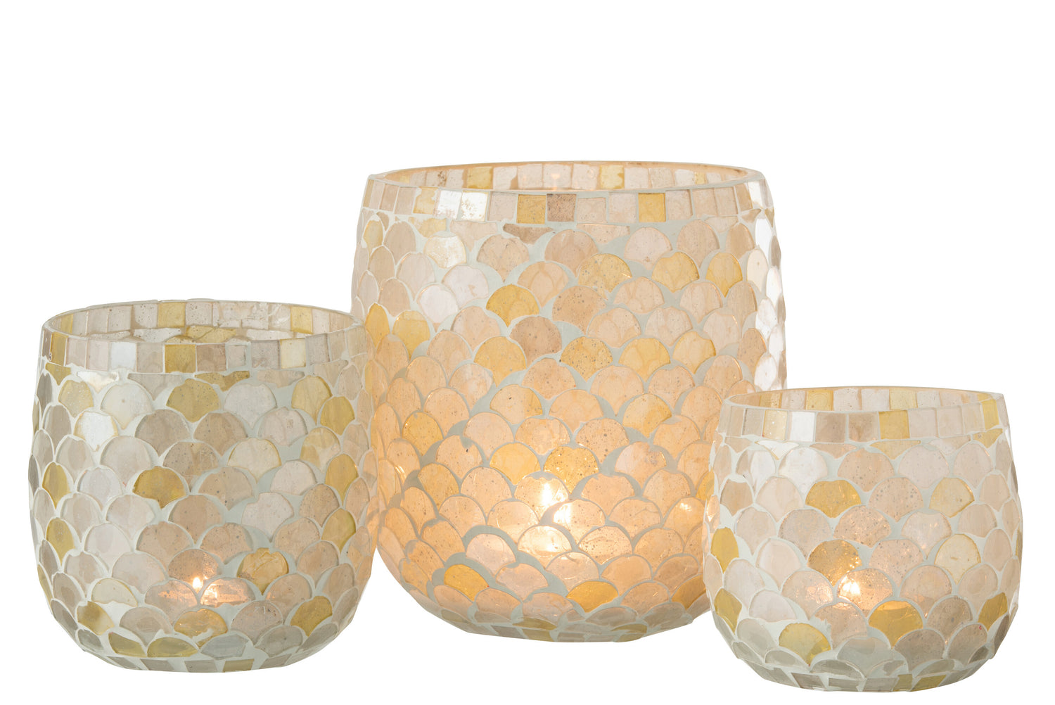 Orkaan Mozaïekglas Wit/Lichtgeel Groot