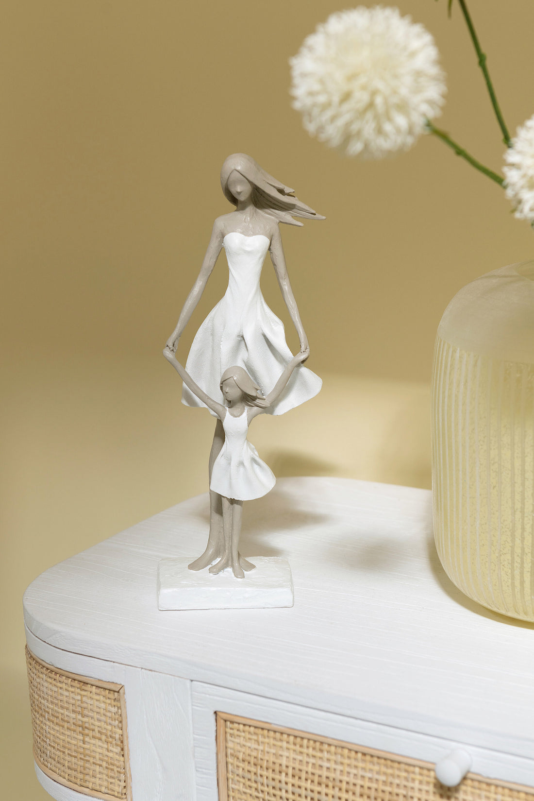 Moeder en dochter poly wit/taupe S