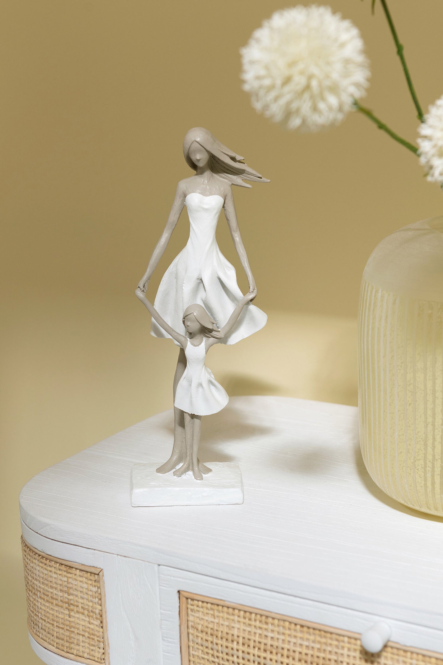 Moeder en dochter poly wit/taupe S