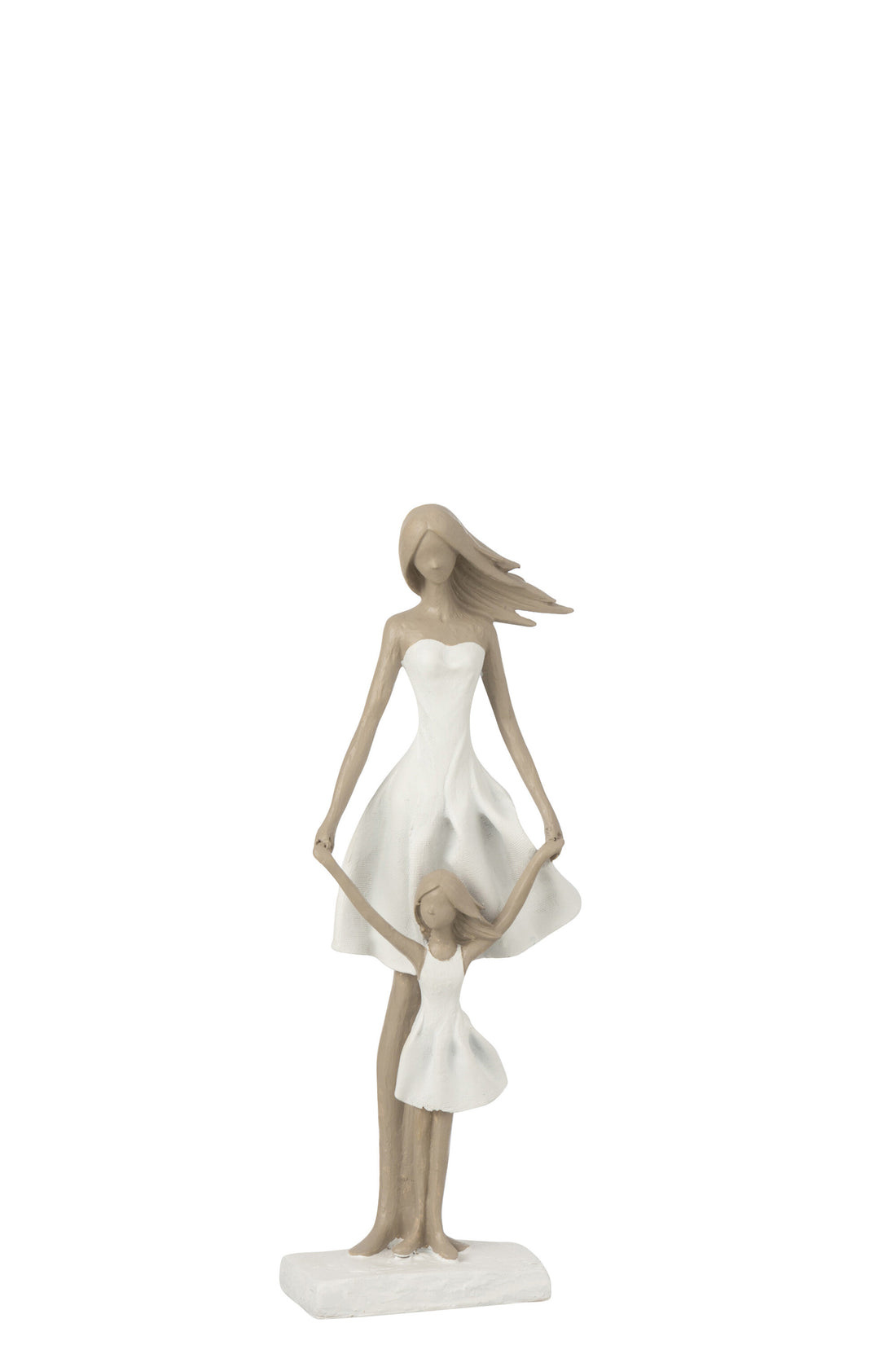 Moeder en dochter poly wit/taupe S