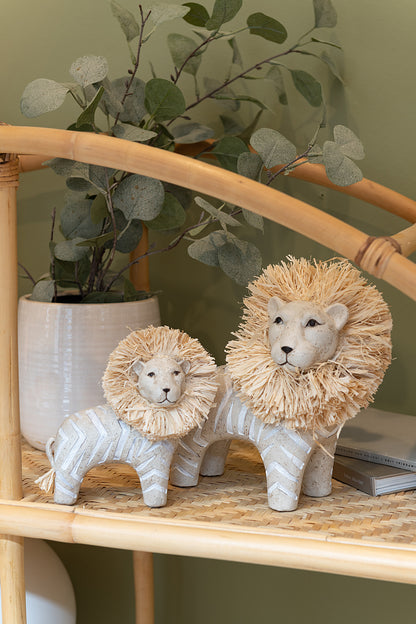 J-Line Leeuw Poly/Raffia Wit/Naturel Large