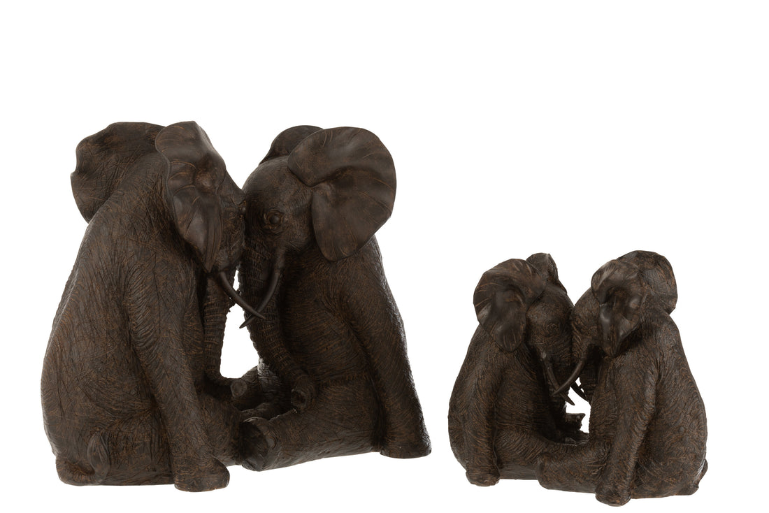 J-Line Koppel Olifant Poly Donkerbruin Large