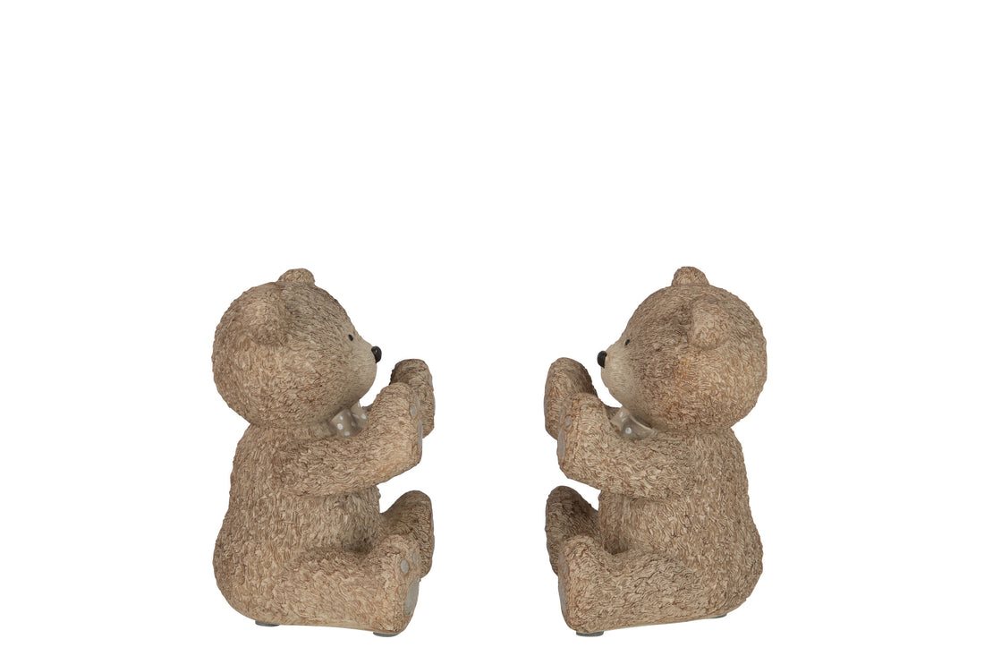J-Line Teddy boekensteun – kunststof – lichtbruin - 2x