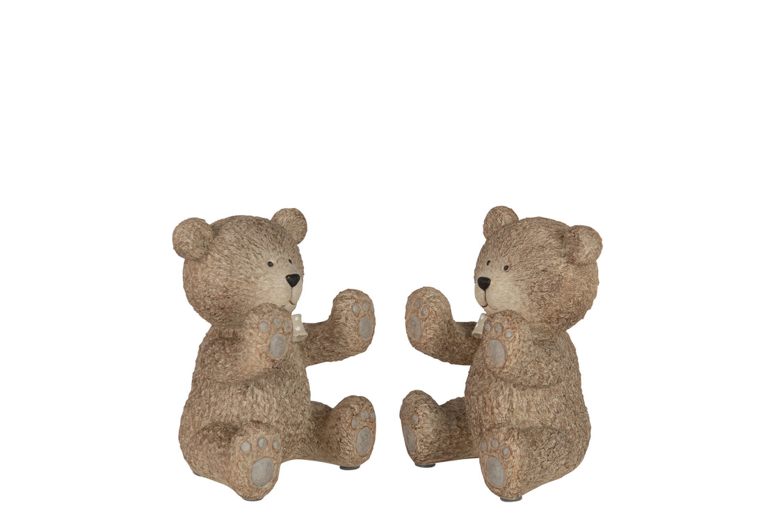 J-Line Teddy boekensteun – kunststof – lichtbruin - 2x