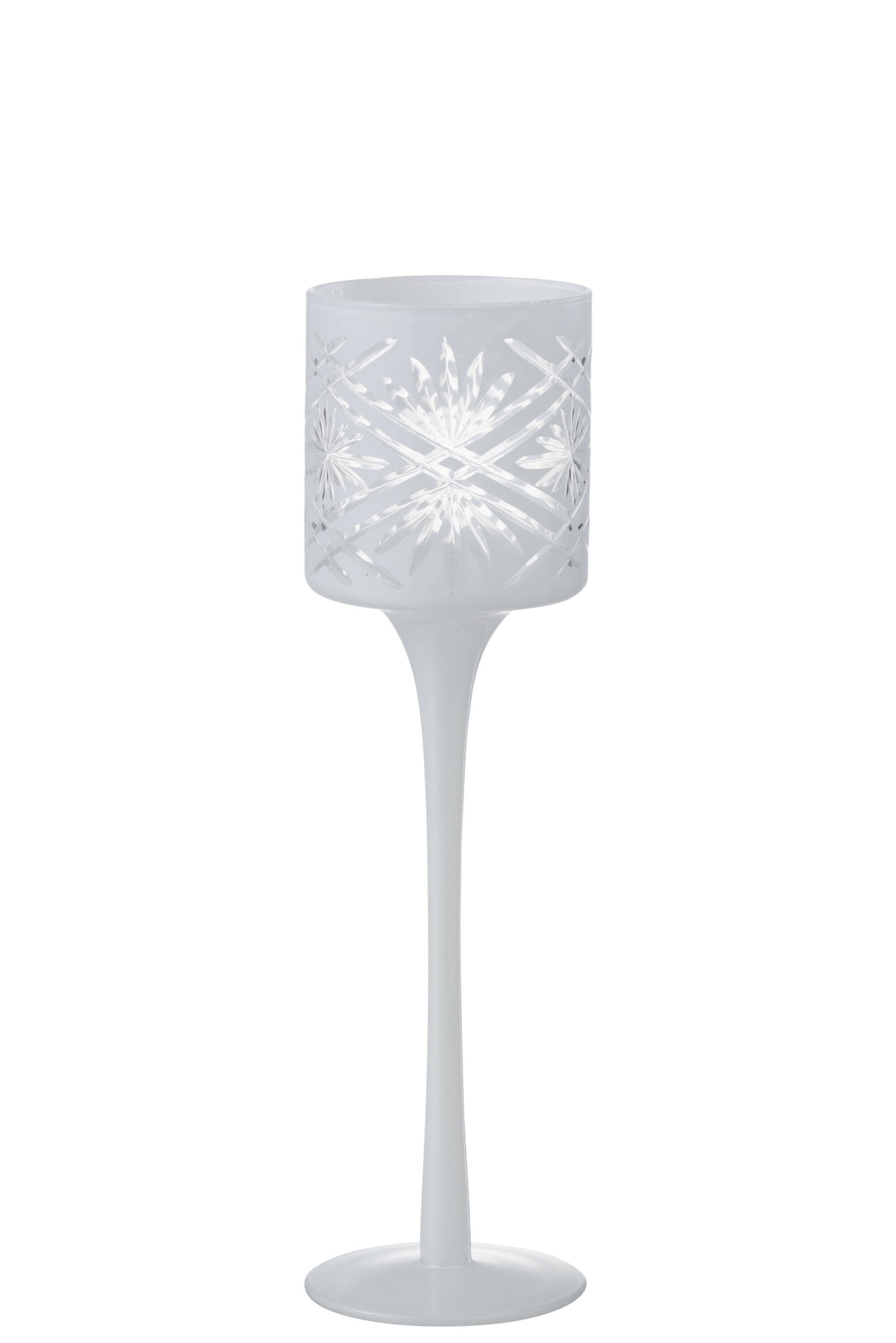 J-Line Theelichthouder Op Voet Santorini Glas Wit klein