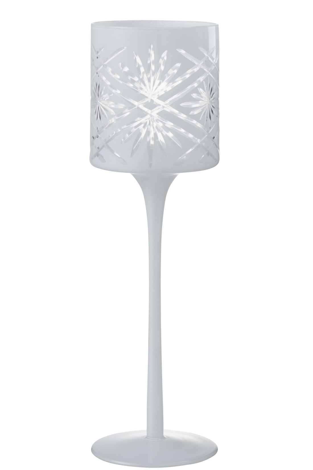 J-Line Theelichthouder Op Voet Santorini Glas Wit groot