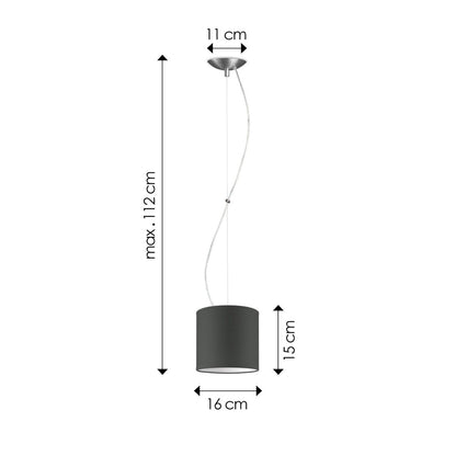 hanglamp Deluxe met lampenkap, E27, antraciet, 16cm