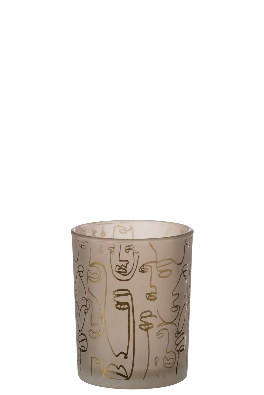 J-Line lantaarn Happy Faces glas beige medium