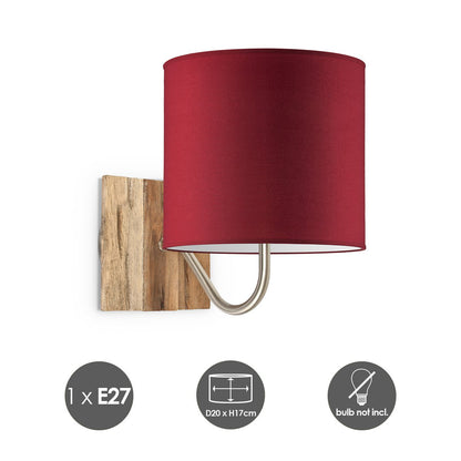 Wandlamp - Drift inclusief Lampenkap E27 rood 20x17cm