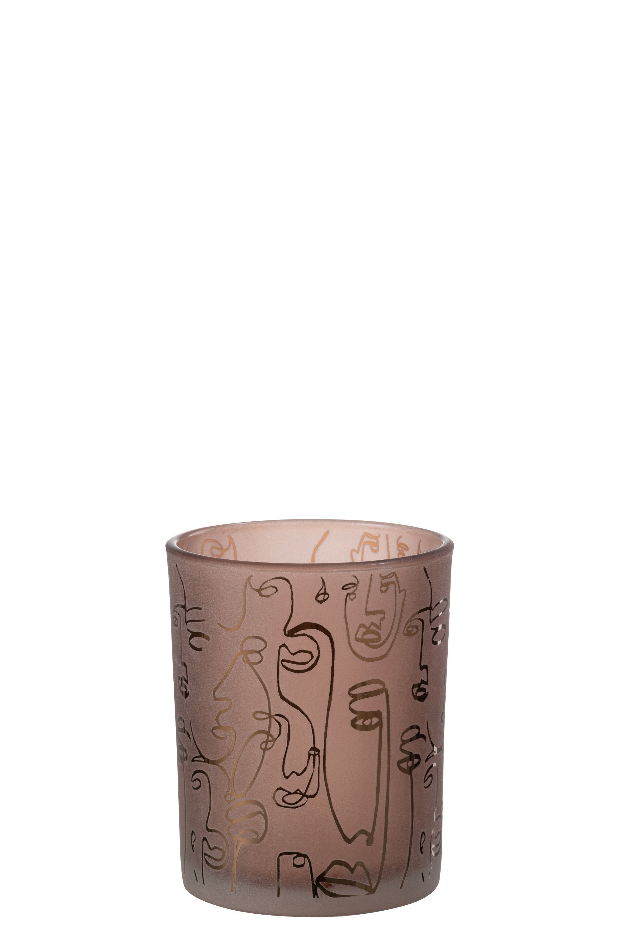 J-Line lantaarn Happy Faces glas terracotta medium