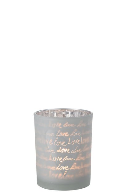 J-Line lantaarn Love Glass Wit Medium