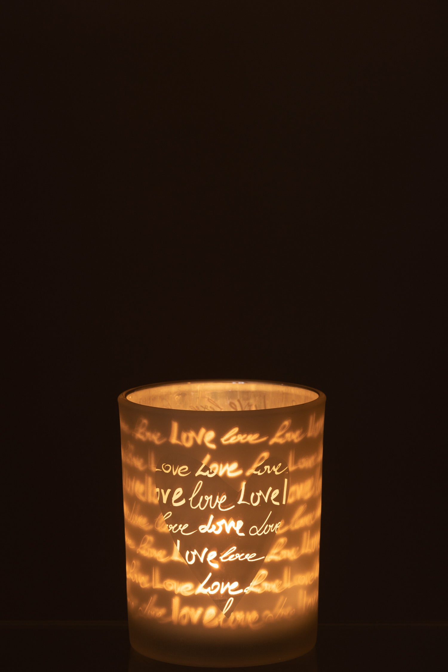 J-Line lantaarn Love Glass Wit Medium