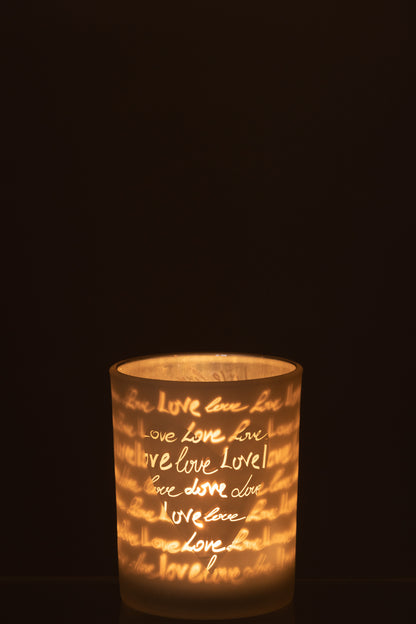 J-Line lantaarn Love Glass Wit Medium