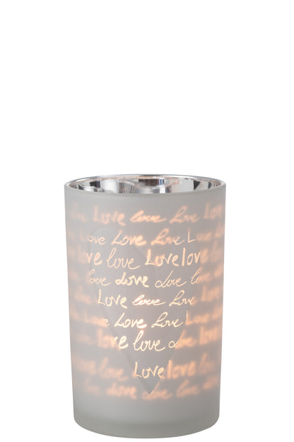 J-Line Lantaarn Love Glas Wit Large