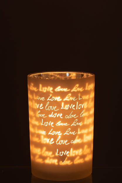 J-Line Lantaarn Love Glas Wit Large