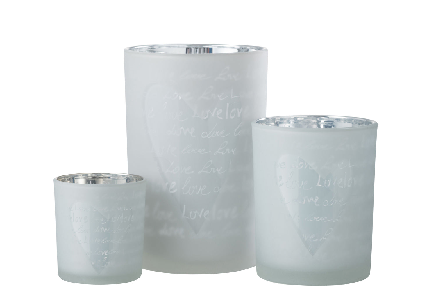 J-Line Lantaarn Love Glas Wit Large