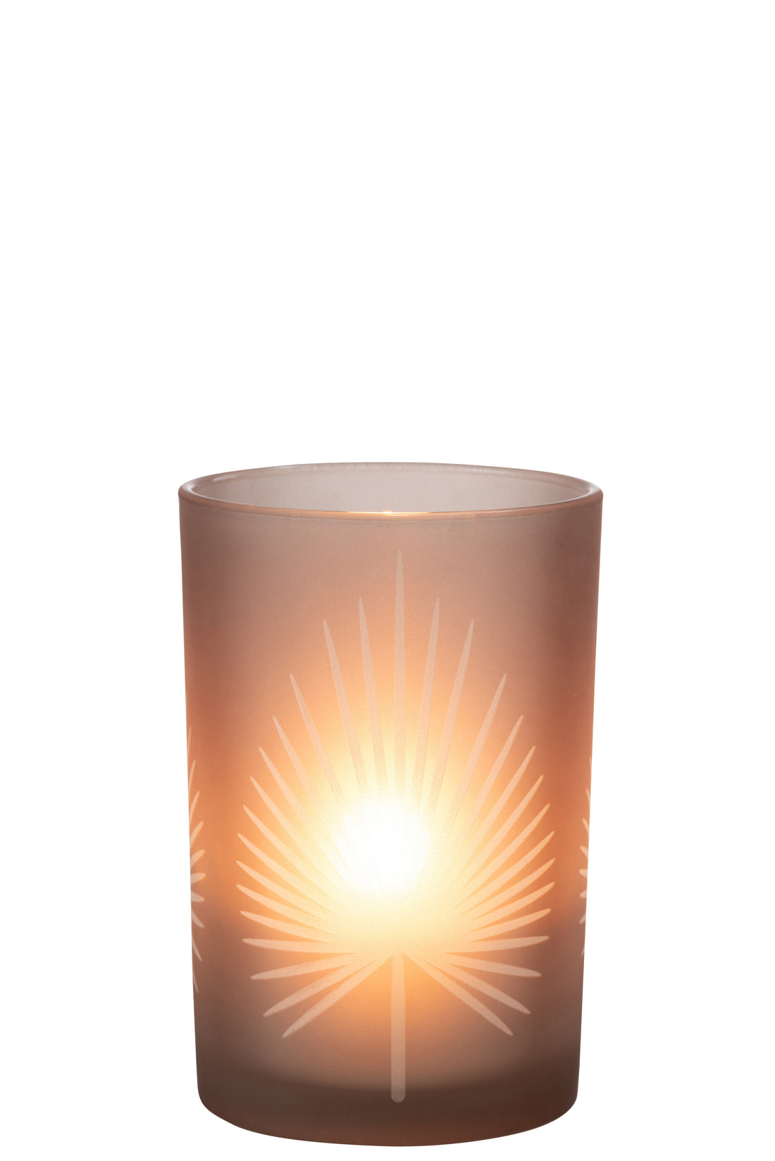 J-Line lantaarn Palmblad glas beige groot