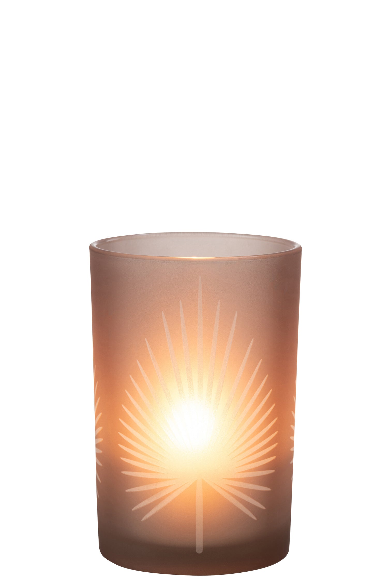 J-Line lantaarn Palmblad glas beige groot