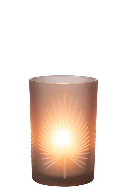 J-Line lantaarn Palmblad glas beige groot