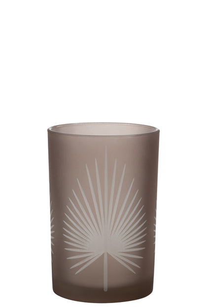 J-Line lantaarn Palmblad glas beige groot