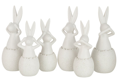Konijn Zie/Hoor/Praat Geen Kwaad Keramiek Wit Groot Assortiment Van 3
