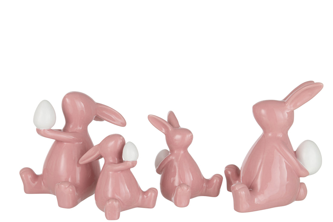 Konijn Zittend Keramiek Roze Klein Assortiment Van 2