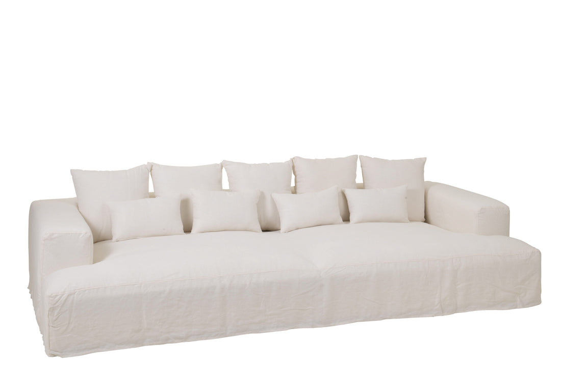 J-Line Hoes Voor Zetel+9 Kussens Diep Monaco Linnen Xxl Marshmallow Wit