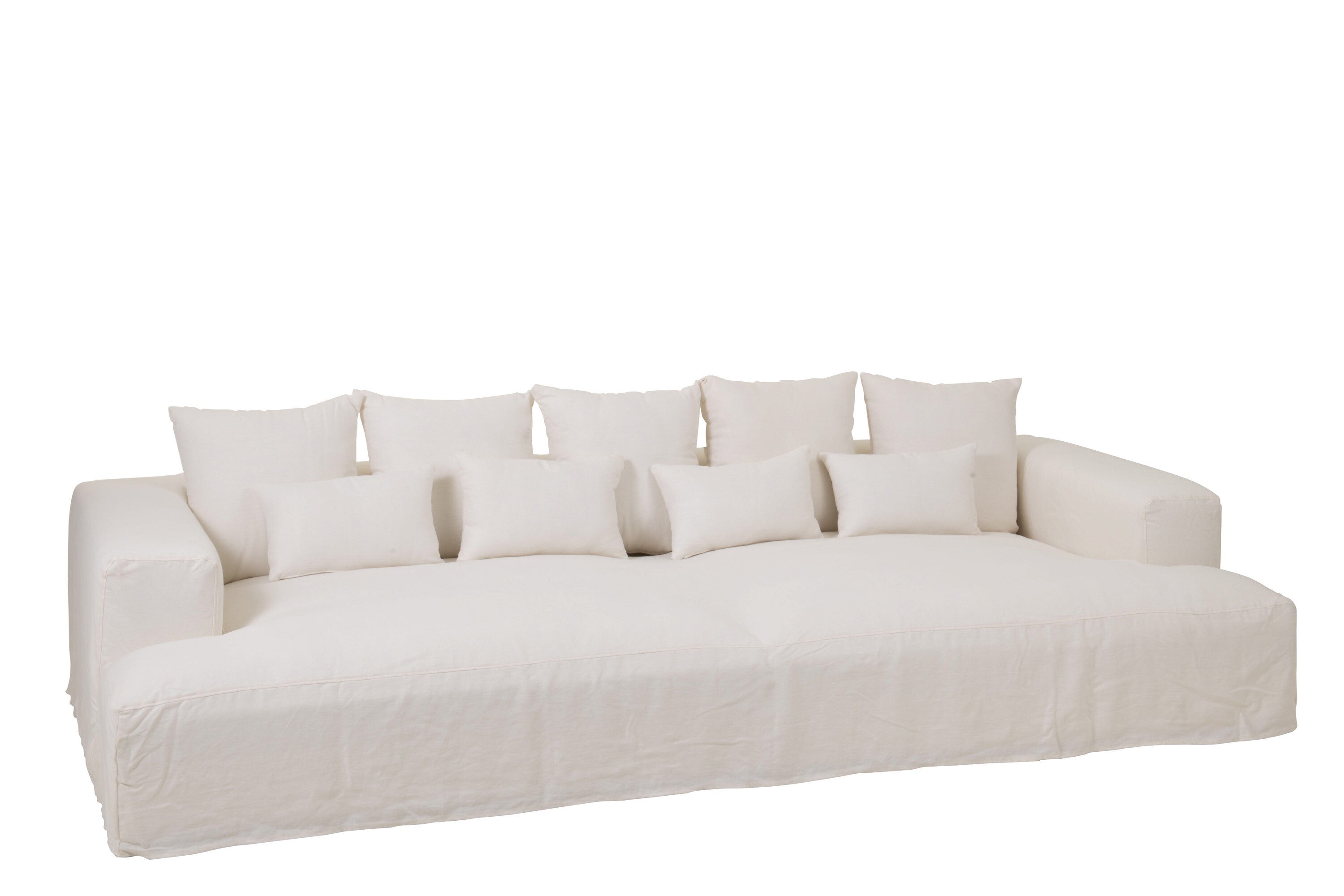 J-Line Hoes Voor Zetel+9 Kussens Diep Monaco Linnen Xxl Marshmallow Wit