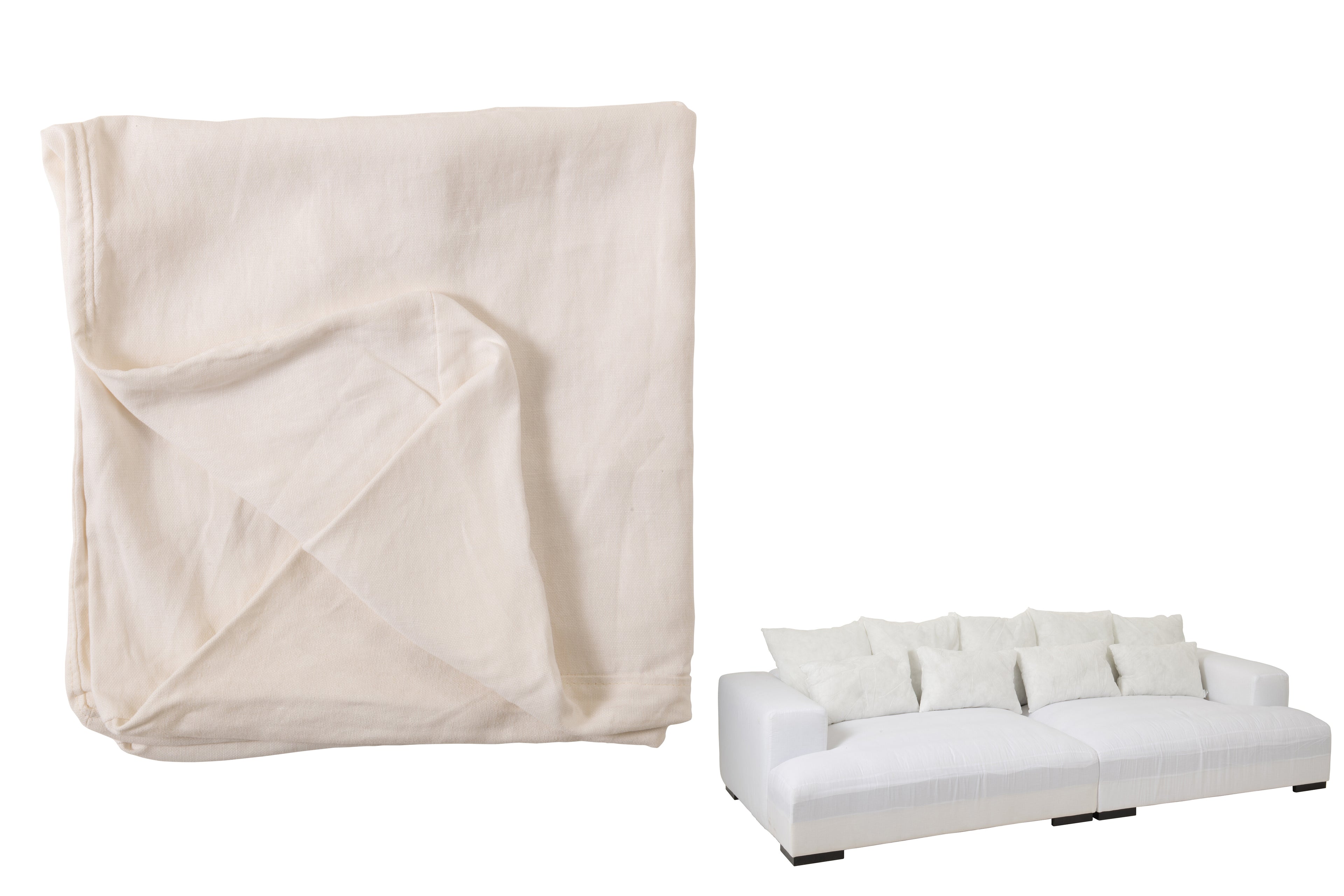 J-Line Hoes Voor Zetel+9 Kussens Diep Monaco Linnen Xxl Marshmallow Wit