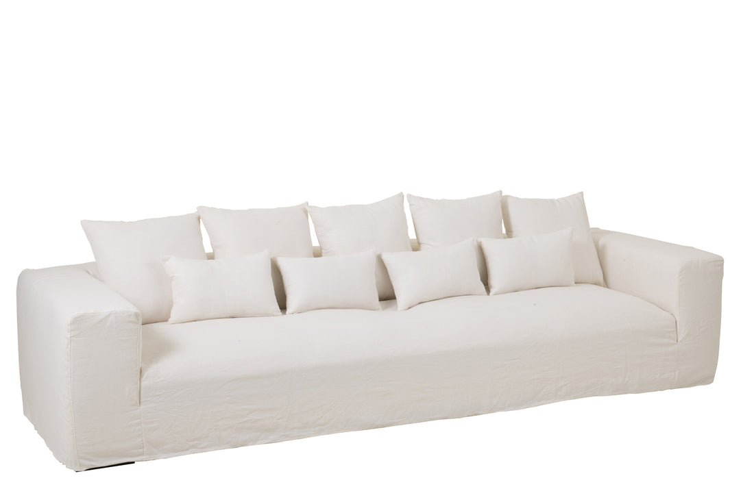 Hoes voor stoel + 9 kussens Monaco Linnen Xl Marshmallow Wit