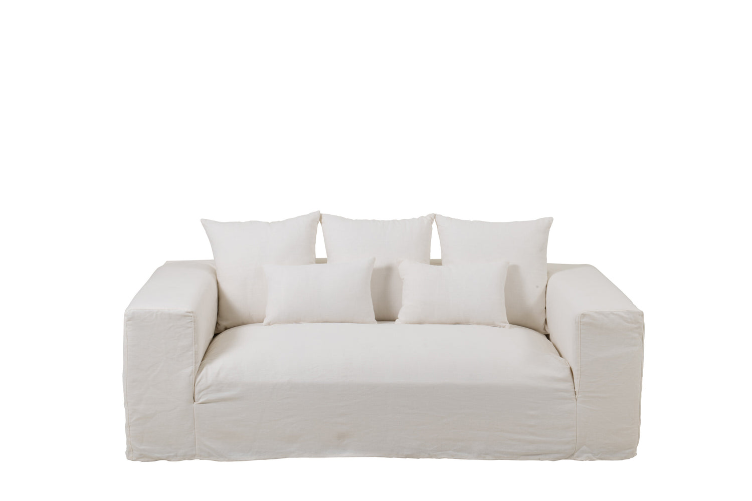 Hoes voor stoel + 5 kussens Monaco bank linnen marshmallow wit